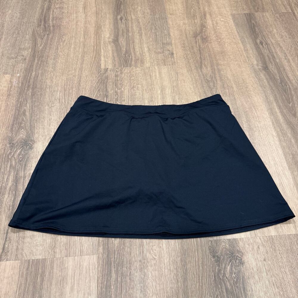 Lands End Womens Solid Black Swim Skirt Attached Brief Suit Bottom Size 14